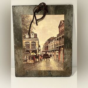 Vintage New Orleans French Quarter Slate Wall Plaque St Ann St. Presbytere Art